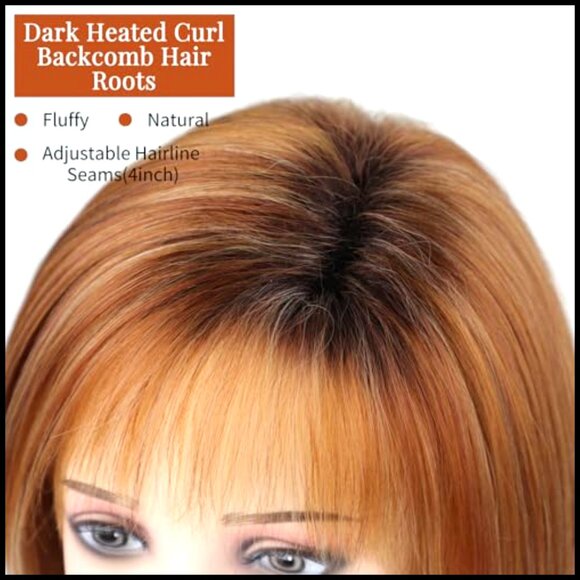 Layered Bob Wig with Bangs Straight Synthetic Daily Party Hairstyle Natural main image 6